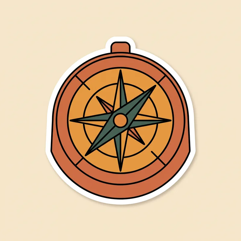 Sticker illustration of a vintage compass